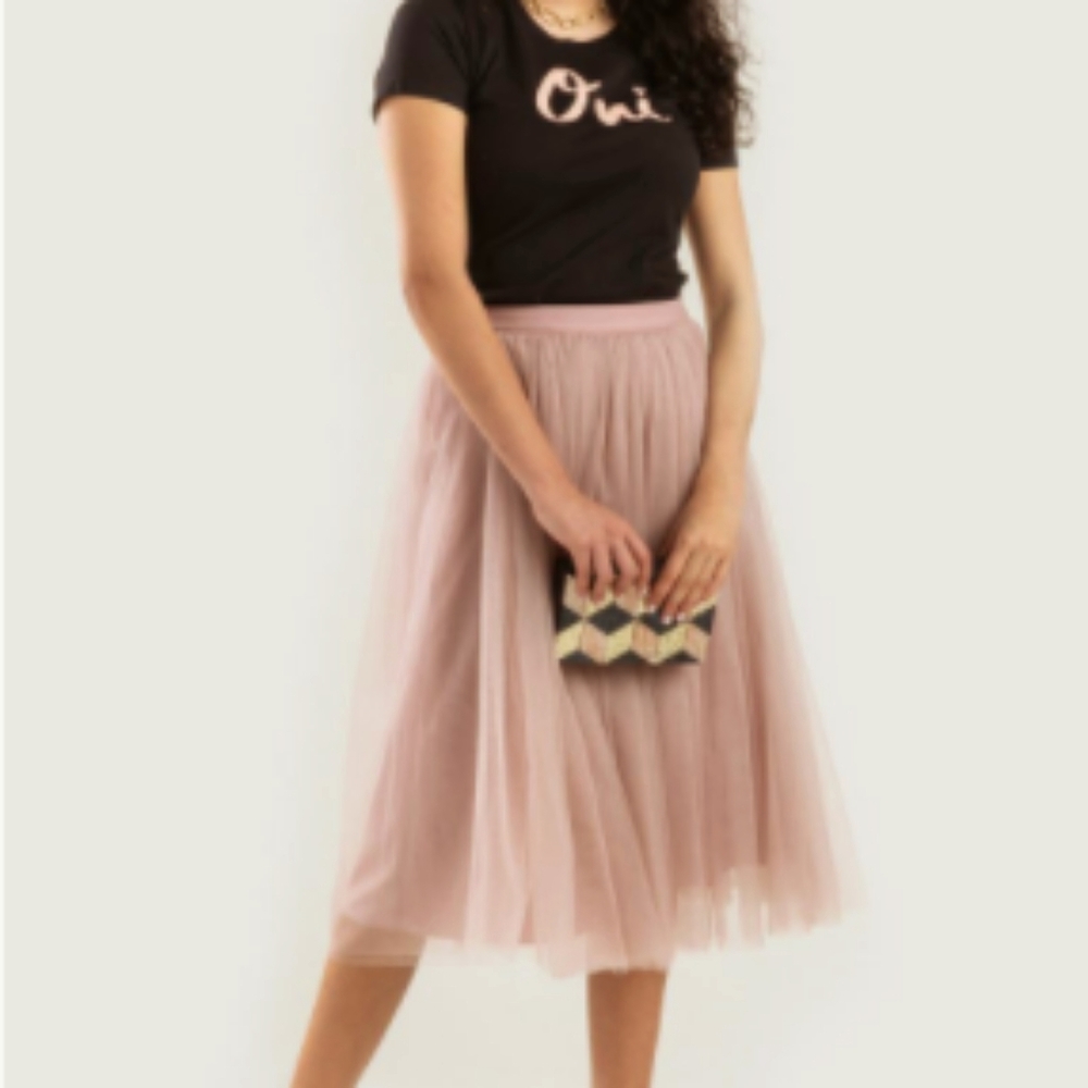 Lou Banded Tulle Midi Skirt
